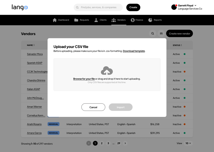 Vendor CSV flow - Simple
