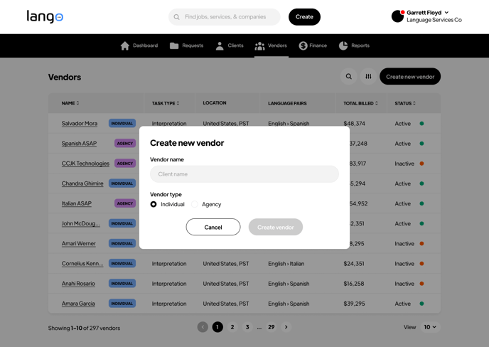 Vendors - Create new vendor - Individual - 01